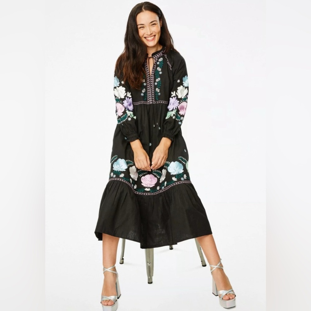 Roller Rabbit Lucena Embroidered Garnet Dress XXS